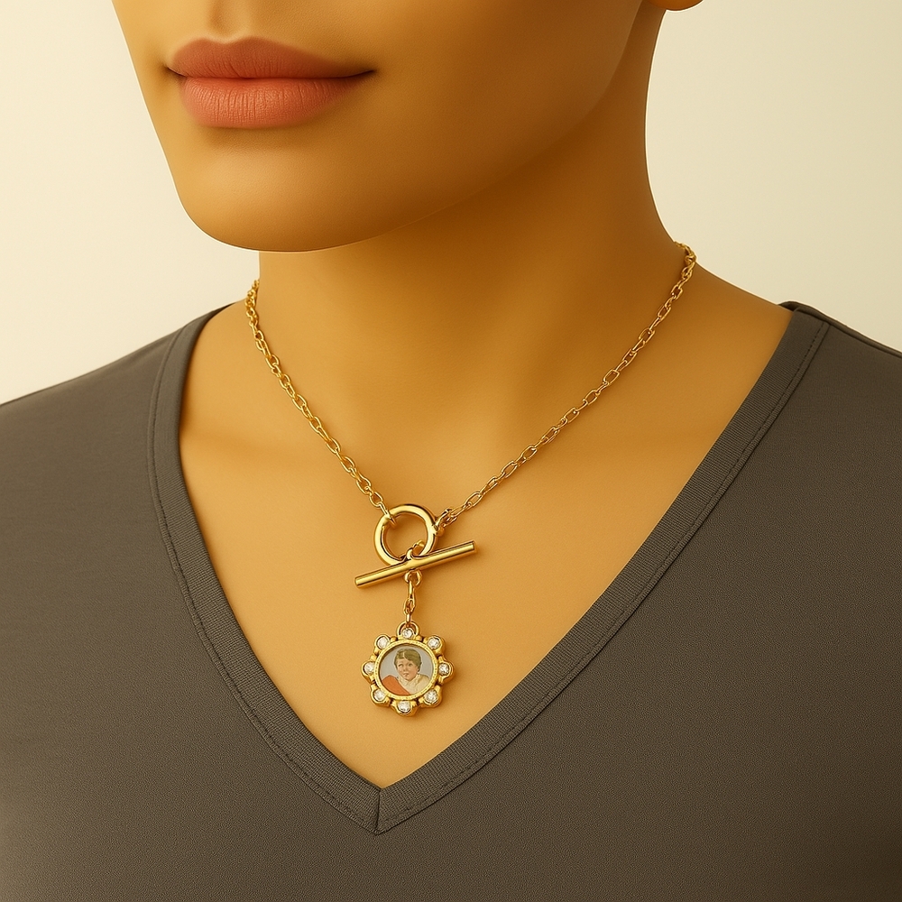 Elegant Gold tone Angel Pendant w/ Crystal Necklace - Women's Fashion Jewelry